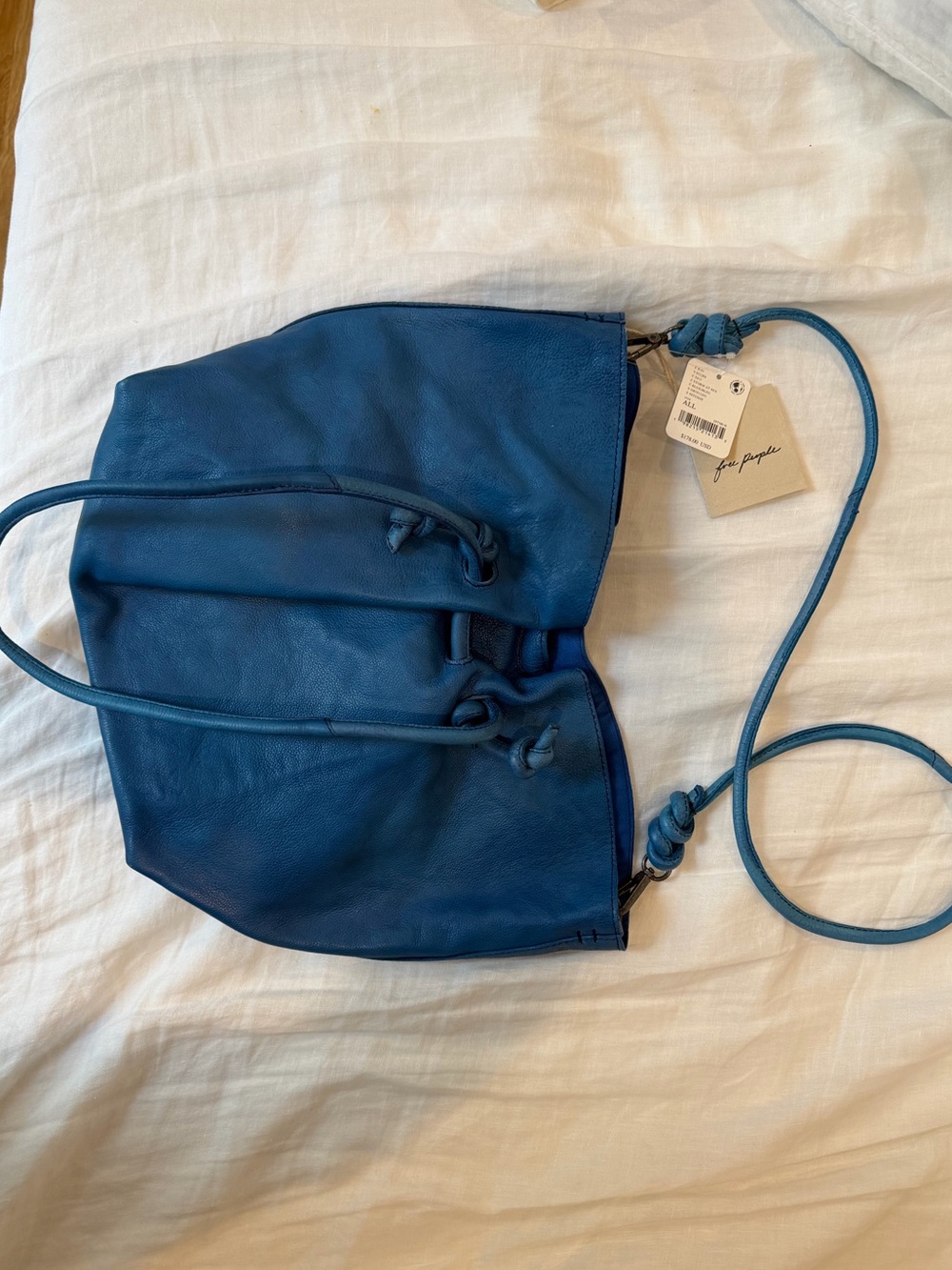Free people blue leather Head Over Heels Tote - Picture 2 of 4